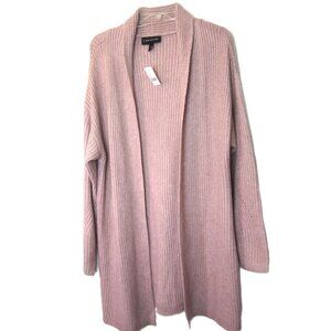 Lane Bryant NEW 14 / 16 Long Cardigan Sweater Open Front Dusty Pink Rose Mauve